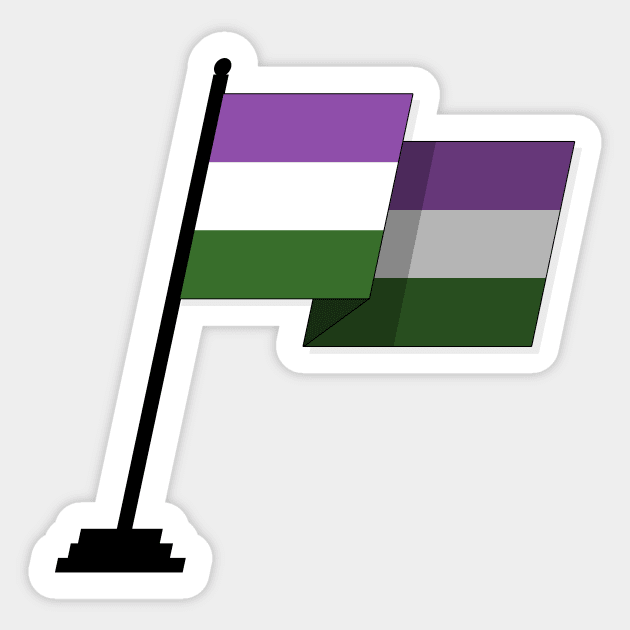 Large Waving Flag in Genderqueer Pride Flag Colors Sticker by LiveLoudGraphics